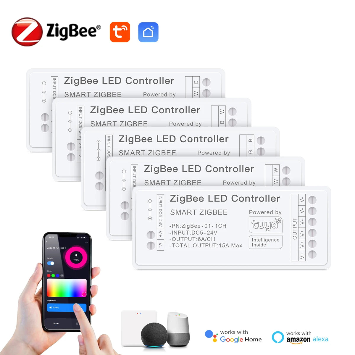 Zigbee 3.0 CCT RGBW RGB Controller LED Strip Lights Dimmer