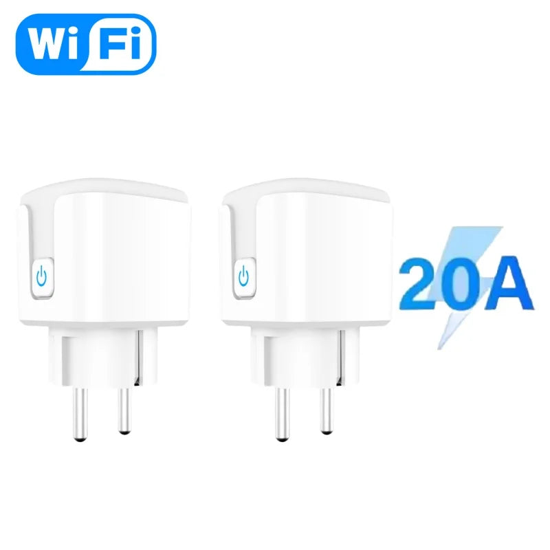 Tuya WiFi Smart Plug Socket EU 16/20A with Power Monitoring Timing Voice Control Works with Alexa Google Home Smart Life