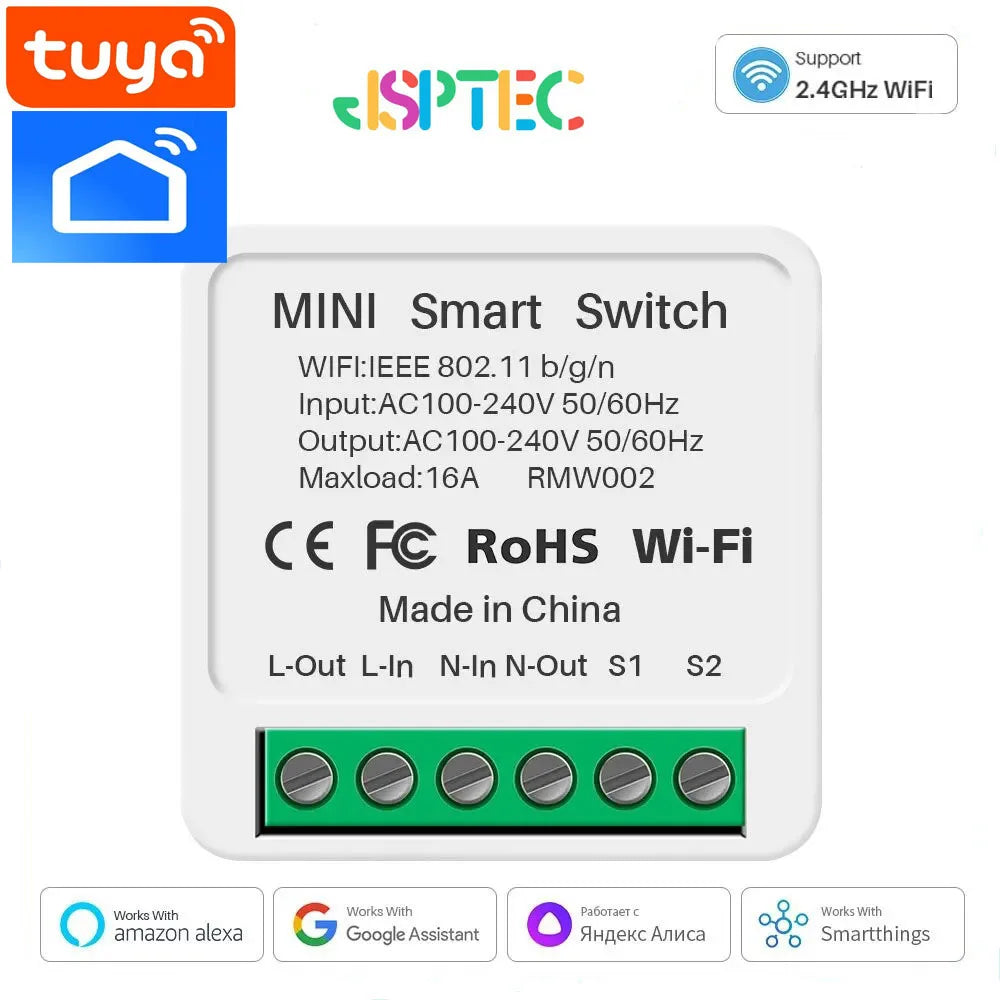 Tuya ZigBee WiFi Smart Switch 2-Way Control Breaker Relay