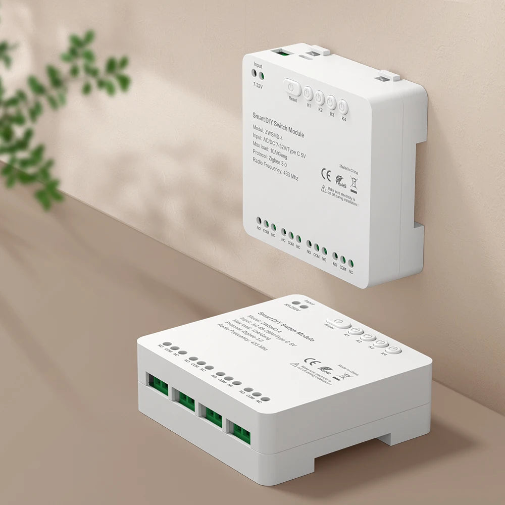 Tuya Zigbee-Schaltmodul, 4 Kanäle, 7–32 V/85–250 V