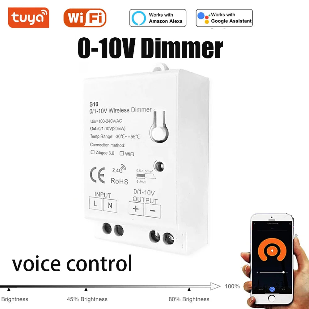 Mini Tuya WiFi LED Lights Dimmer Controller AC 100-240V 0/1-10V