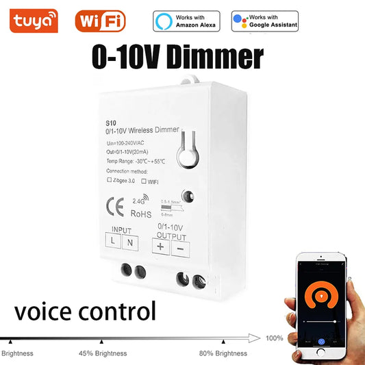 Mini Tuya WiFi LED-Lichtdimmer-Controller AC 100-240V 0/1-10V
