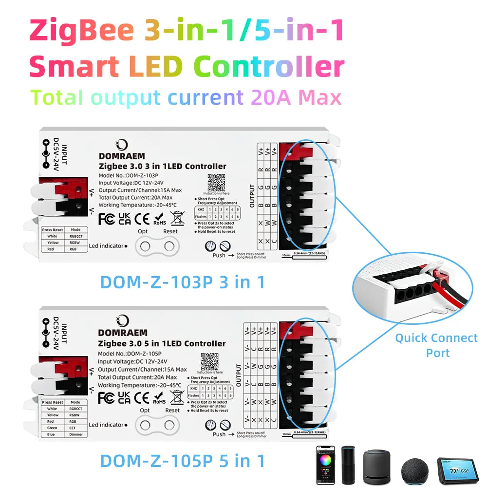 Zigbee3.0 RGBCCT RGB RGBW LED Strip Controller
