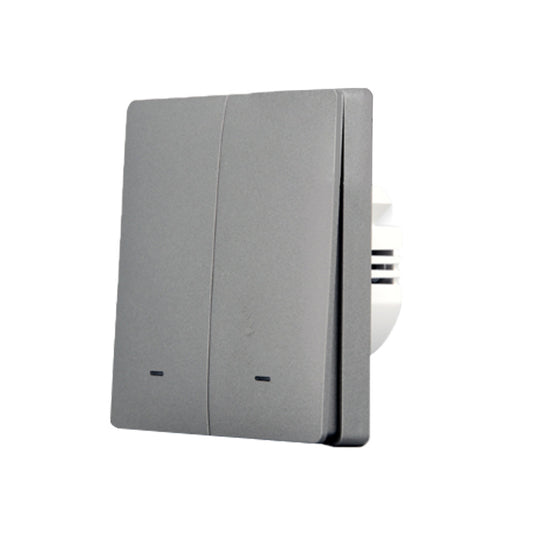 SmartWise B62 UNI Zigbee 3.0 + RF, 2-gang smart wall switch, universial wiring, physical push-button, grey