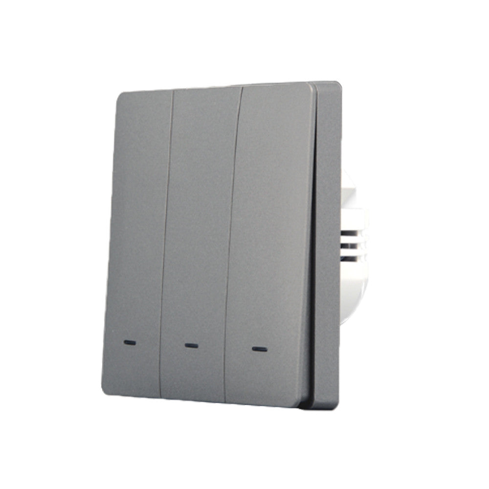 SmartWise B63 UNI Wi-Fi + eWeLink-Remote, 3-gang smart wall switch, universial wiring, physical push-button, grey