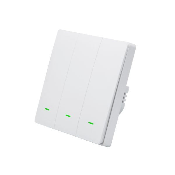 SmartWise B63 UNI Wi-Fi + eWeLink-Remote, 3-gang smart wall switch, universial wiring, physical push-button, white