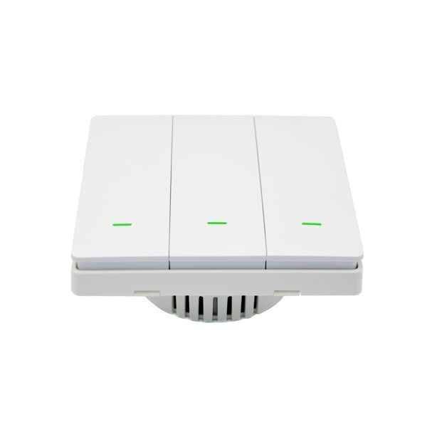 SmartWise B63 UNI Zigbee 3.0 + RF, 3-gang smart wall switch, universial wiring, physical push-button, white
