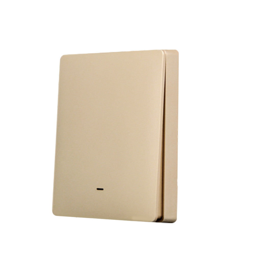 SmartWise BRGD1, a 1-button wireless RF wall switch, with gold colour front panel