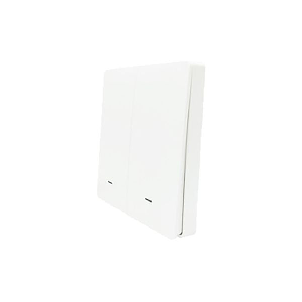 SmartWise BRFW2, a 2-button wireless RF wall switch, with white front panel