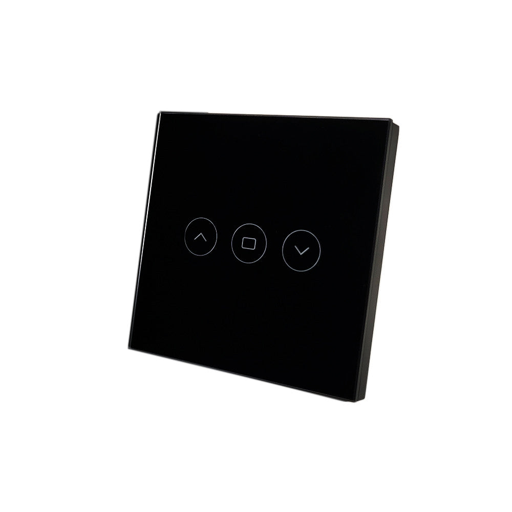 SmartWise roller shutter / shader / curtain smart switch, eWeLink compatible, with black touch glass front panel