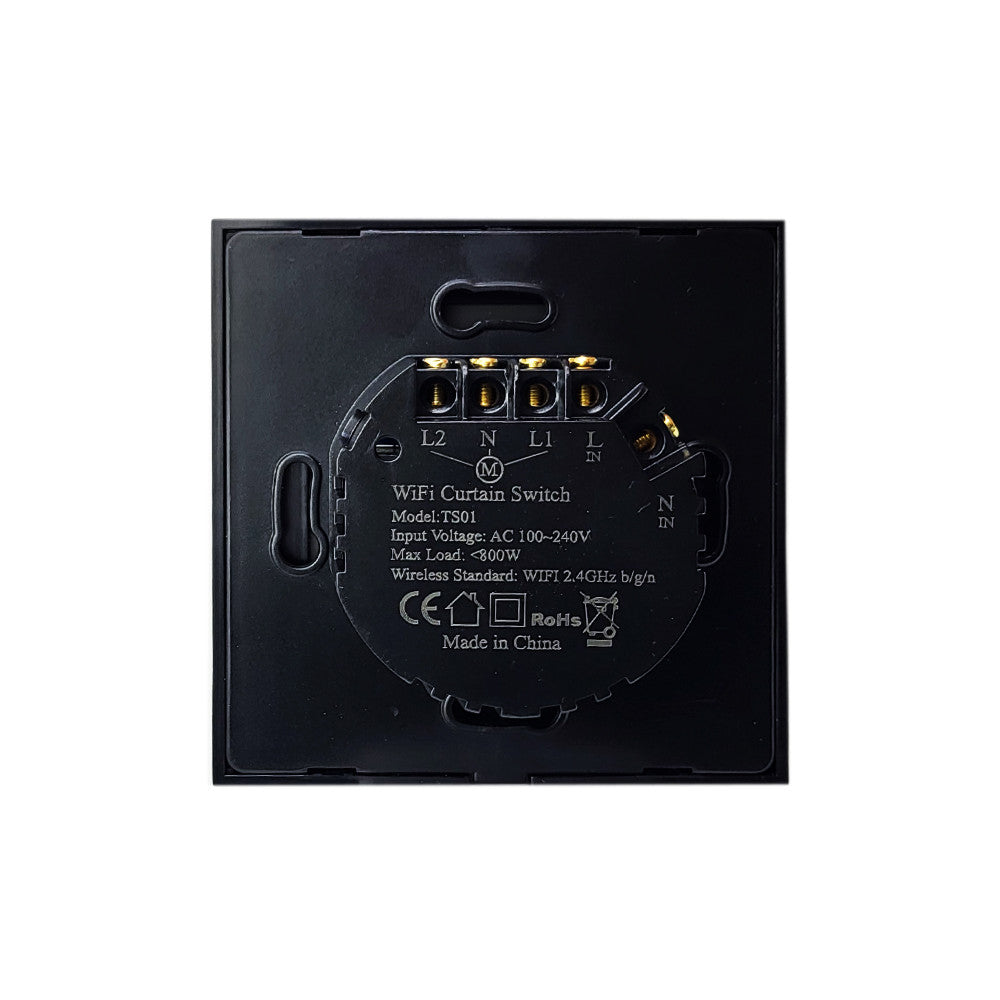 SmartWise roller shutter / shader / curtain smart switch, eWeLink compatible, with black touch glass front panel