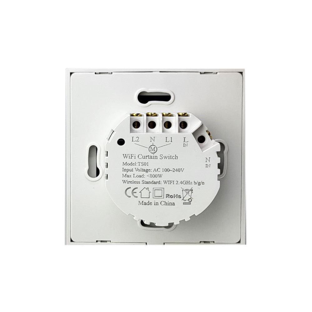 SmartWise roller shutter / shader / curtain smart switch, eWeLink compatible, with white touch glass front panel