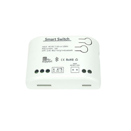 SmartWise 5V-32V Wi-Fi + Bluetooth 1-gang smart relay switch, NO/NC, dry contact, momentary switch, eWeLink compatible