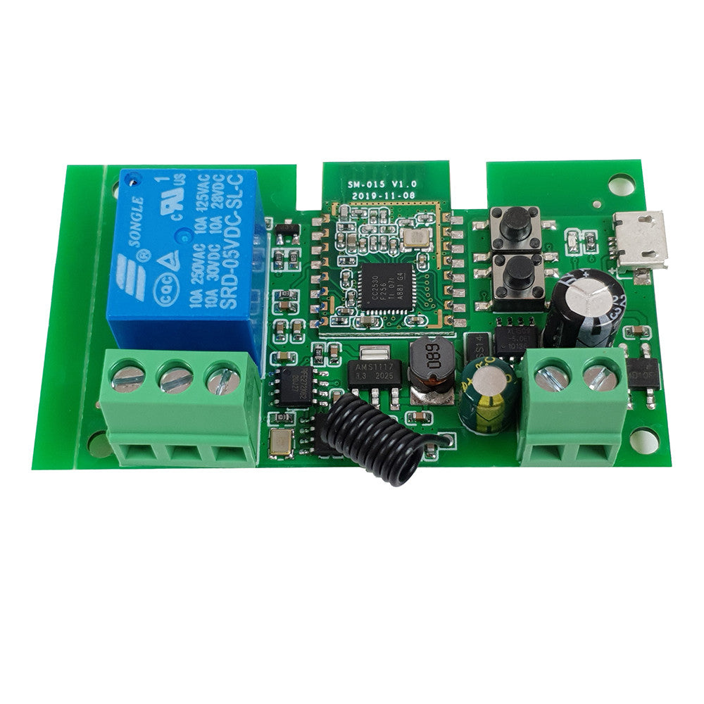 SmartWise 5V-32V 1-gang smart relay switch, with dry contact and momentary switch, Zigbee + RF