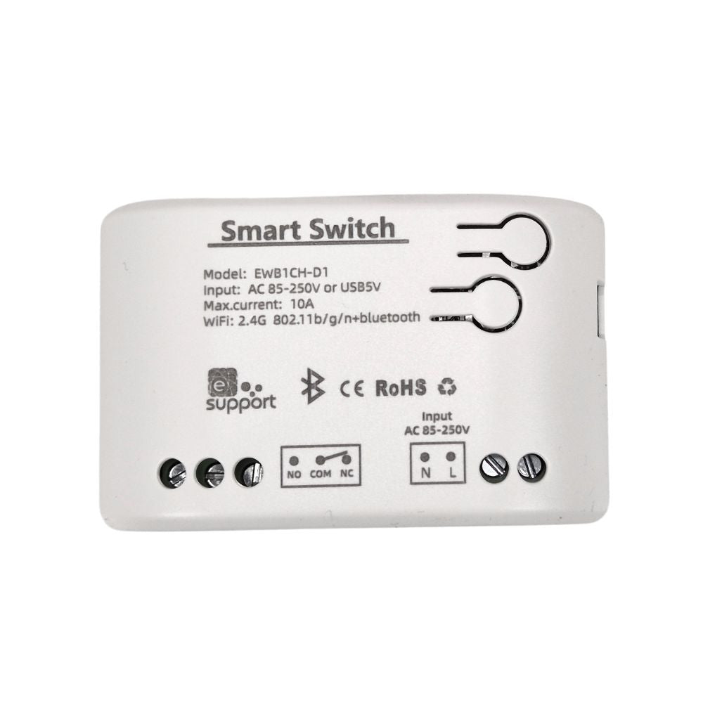 SmartWise 85V-250V AC Wi-Fi + eWeLink-Remote 1-gang smart relay switch, NO/NC, dry contact, momentary switch