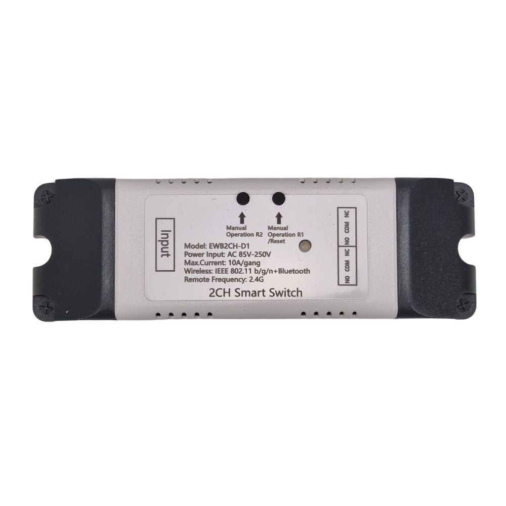 SmartWise 85V-250V AC Wi-Fi + eWeLink-Remote 2-gang smart relay switch, NO/NC, dry contact, momentary switch