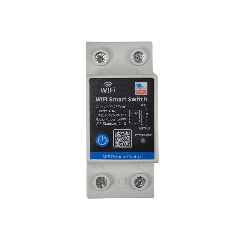 SmartWise DIN-63A DIN-rail compatible, eWeLink-compatible Wi-Fi smart relay (63A)