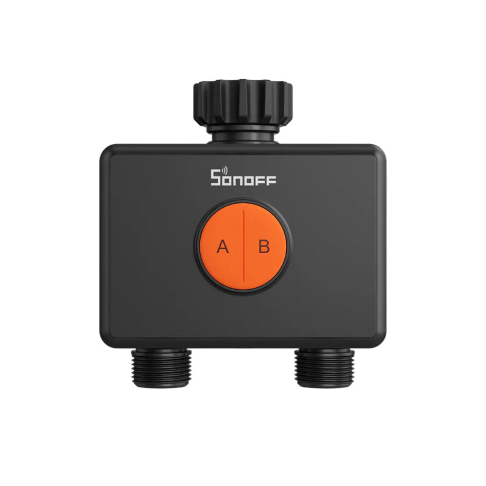 SONOFF Hydro DUO – two‑channel smart water valve with flow meter, Zigbee, black (SWV-ZF2E)