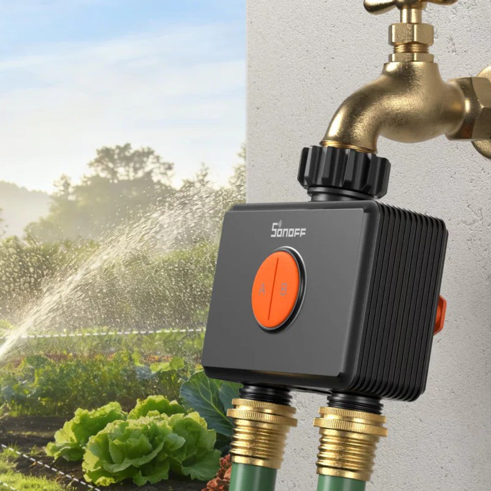 SONOFF Hydro DUO – two‑channel smart water valve with flow meter, Zigbee, black (SWV-ZF2E)