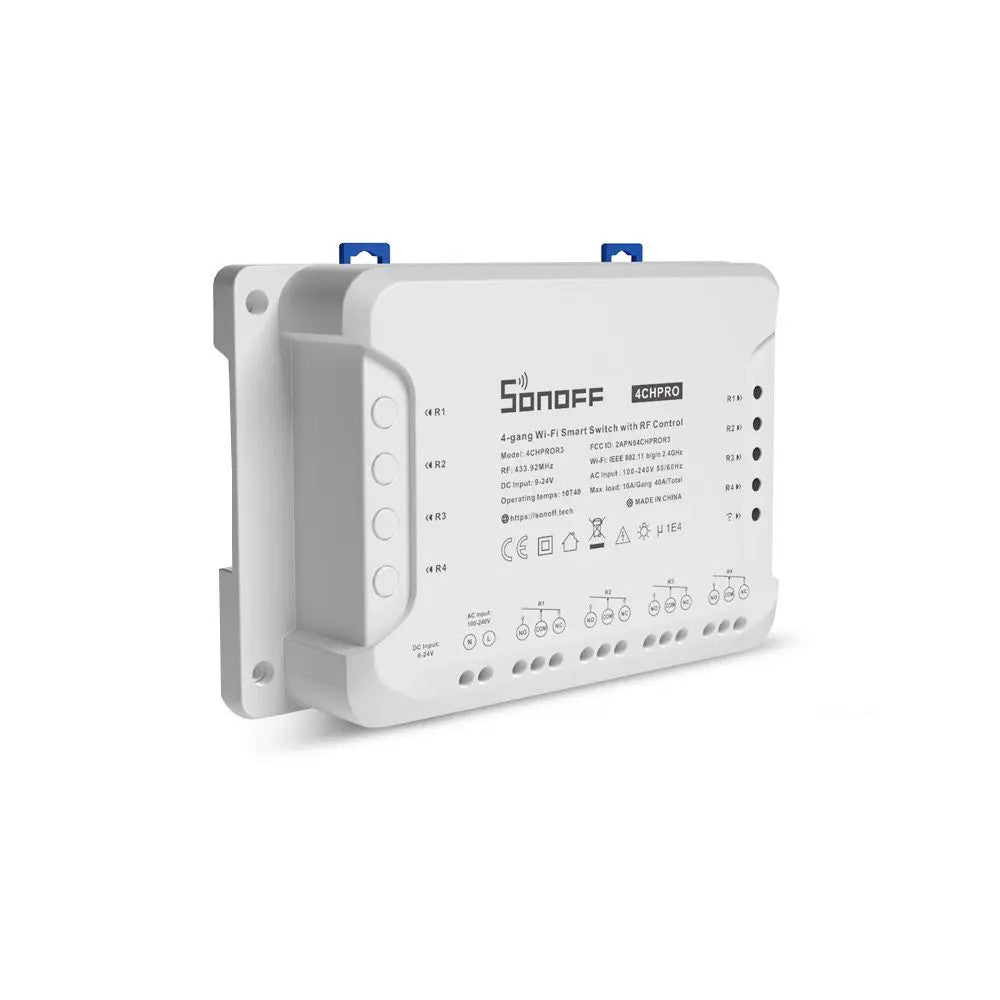 Sonoff 4CH PRO (R3) WiFi + RF smart relay switch with 4 channels, NO/NC and dry contact support