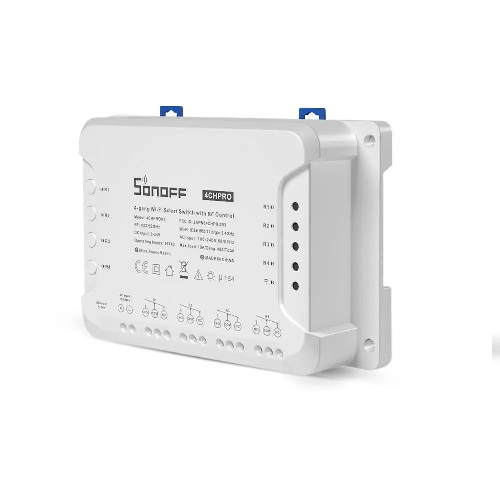 Sonoff 4CH PRO (R3) WiFi + RF smart relay switch with 4 channels, NO/NC and dry contact support