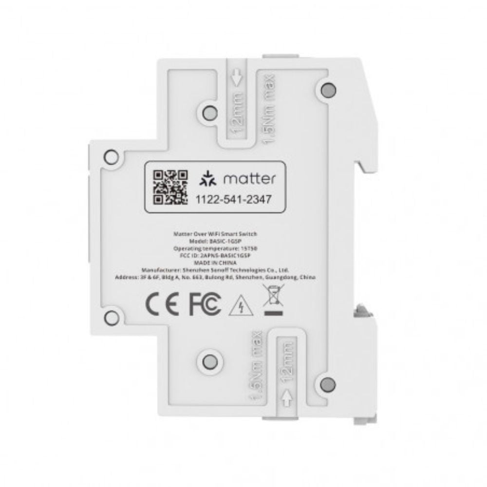 Sonoff Basic DIN Rail – Smart DIN-rail mountable 32A relay module with energy monitoring, WiFi, Bluetooth, Matter (BASIC-1GSP)