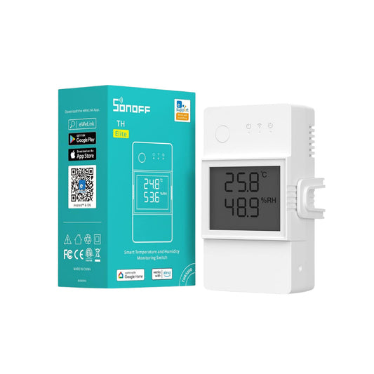 Sonoff TH20 Elite (R3) WiFi smart relay (230V/20A and NO/NC dry contact) with sensor input and LCD screen (THR320D)