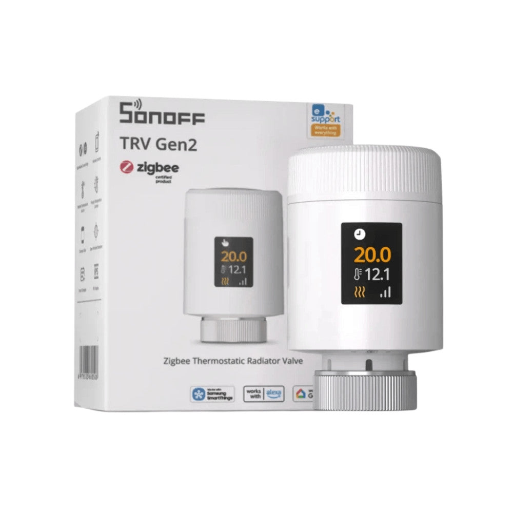 Sonoff TRV Gen2 – Thermostatic radiator valve with IPS display, Zigbee, Bluetooth, white (TRV-ZBT)