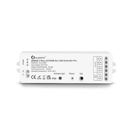 GLEDOPTO 2 Wires CCT/DIM ZigBee 3.0 Smart LED Strip Controller