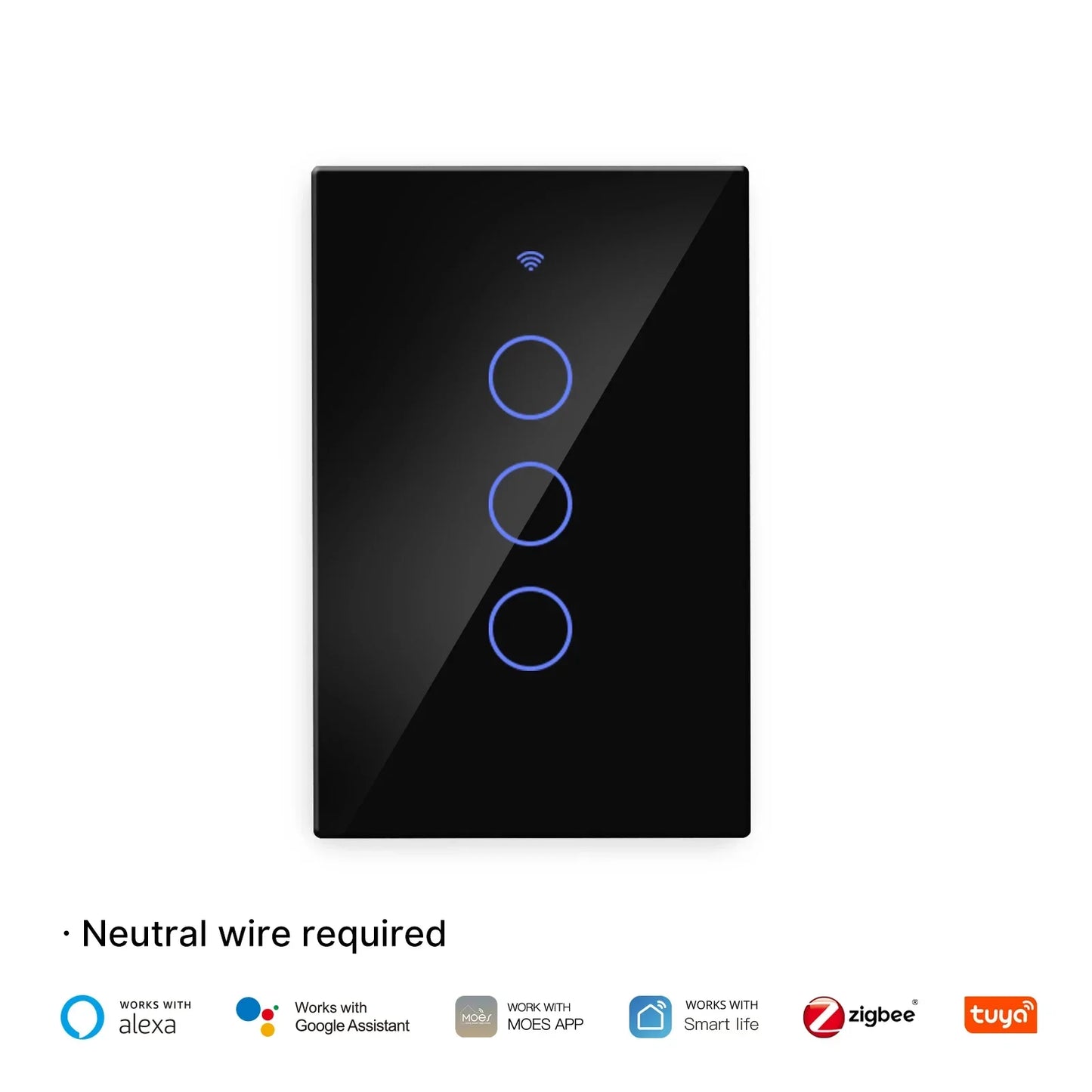 MOES Tuya ZigBee Lichtschalter-Touch-Glaspanel