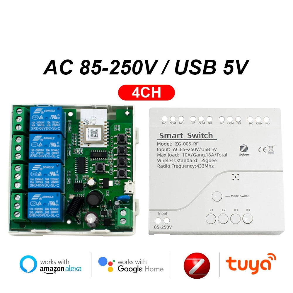 Zigbee 1 2 4CH 12V 24V 220V Smart Switch