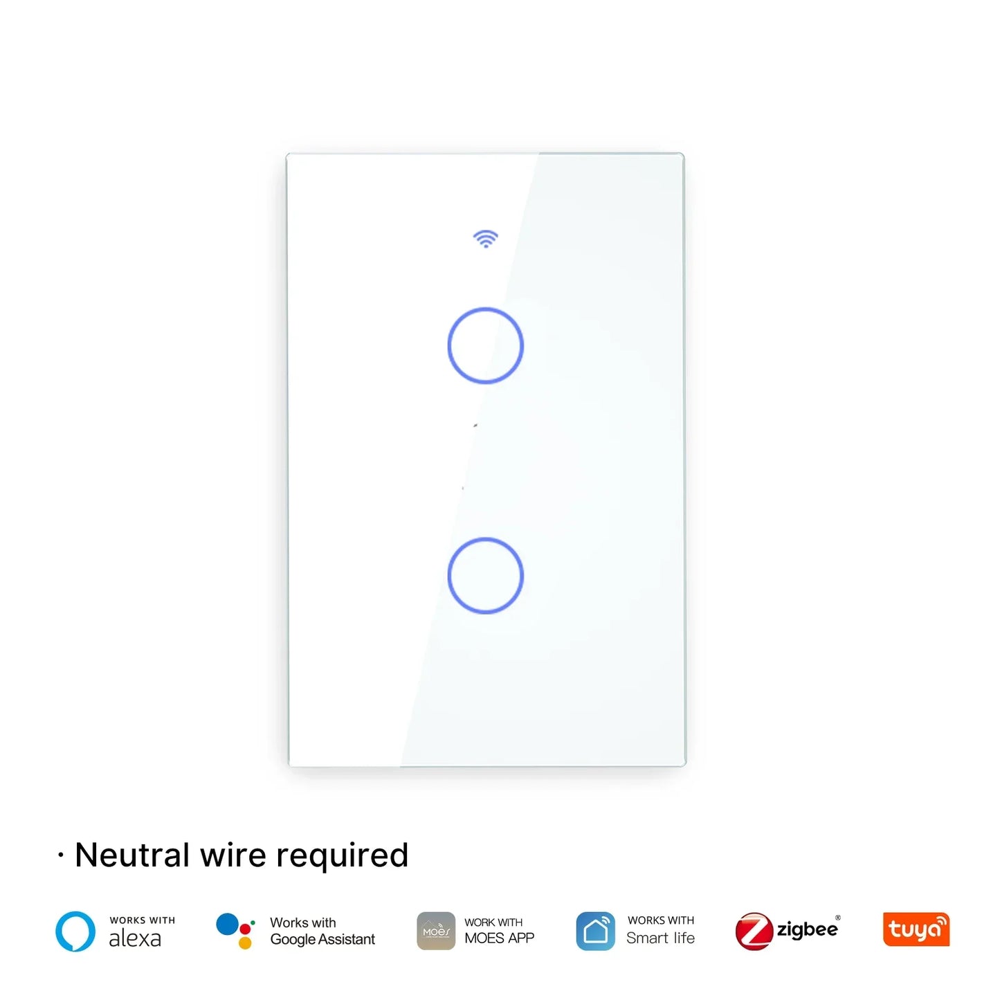 MOES Tuya ZigBee Lichtschalter-Touch-Glaspanel