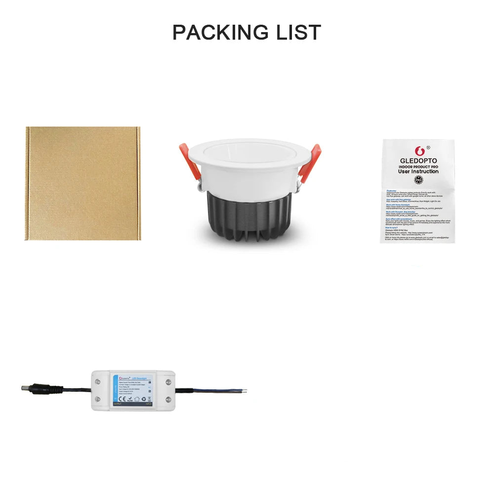 GLEDOPTO Zigbee 3.0 Smart RGBCCT LED Ceiling Downlight Pro 6W 12W Waterproof IP54