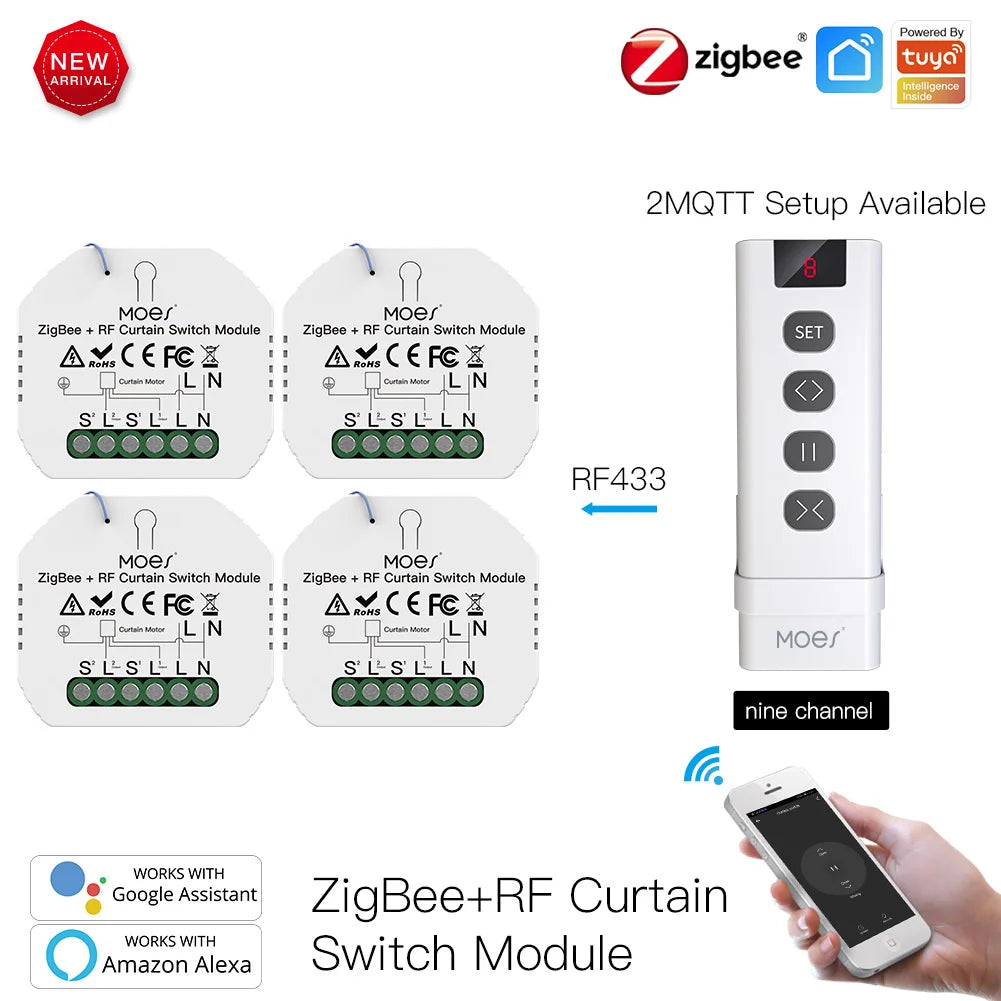 MOES ZigBee Smart RF433 Curtain Switch Module